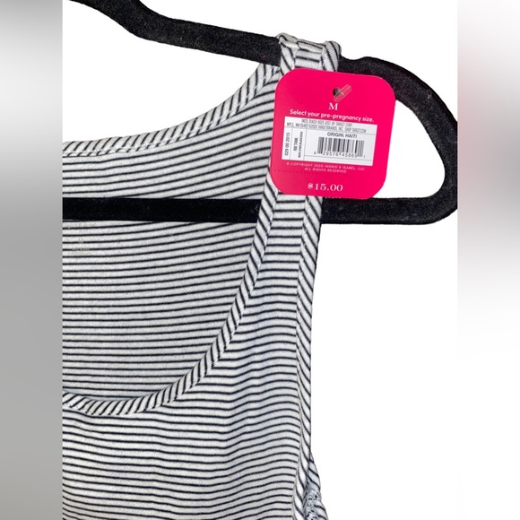 Maternity by Ingrid & Isabel Womens Sleeveless Rib Tank White/Black Stripe Med. - Picture 3 of 4